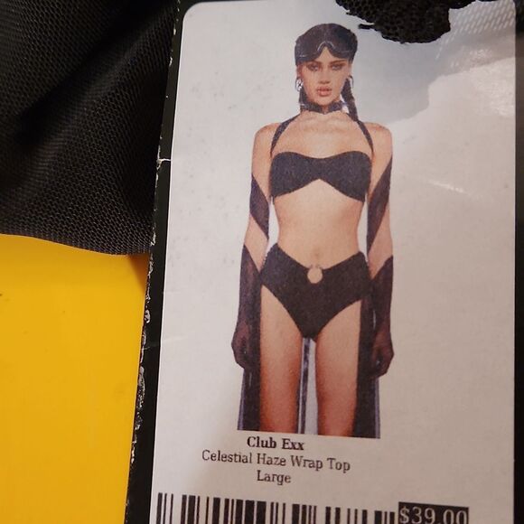 Dolls Kill CLUB EXX Black Mesh Crop Top Size L NWT - Picture 4 of 4